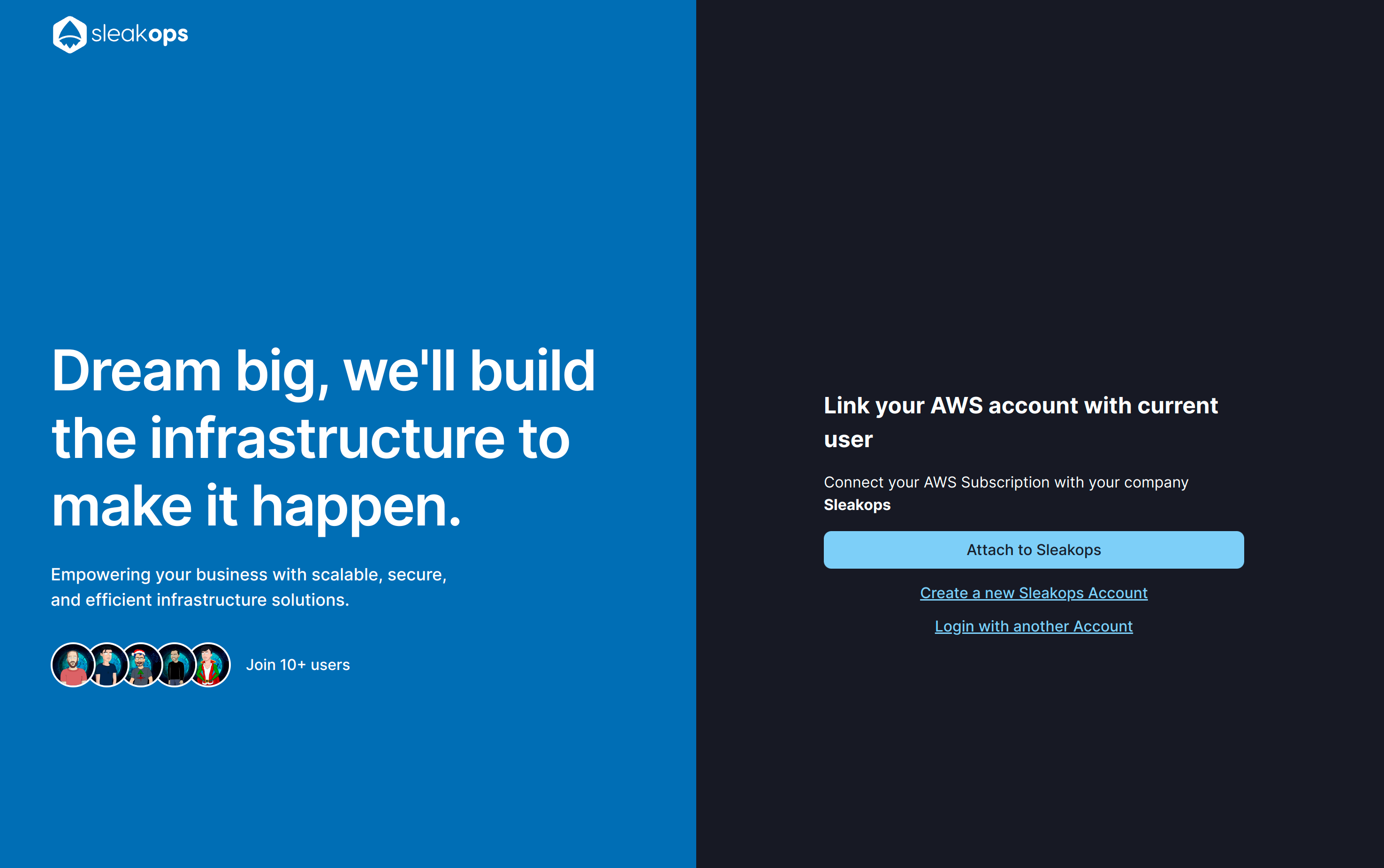 Attach to SleakOps confirmation screen