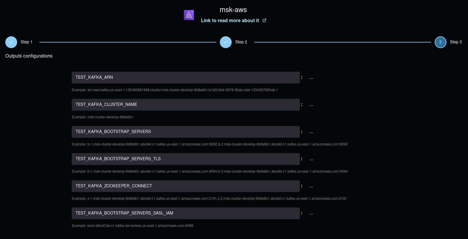 MSK create outputs