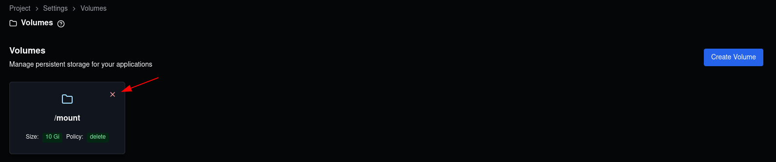 delete volume click