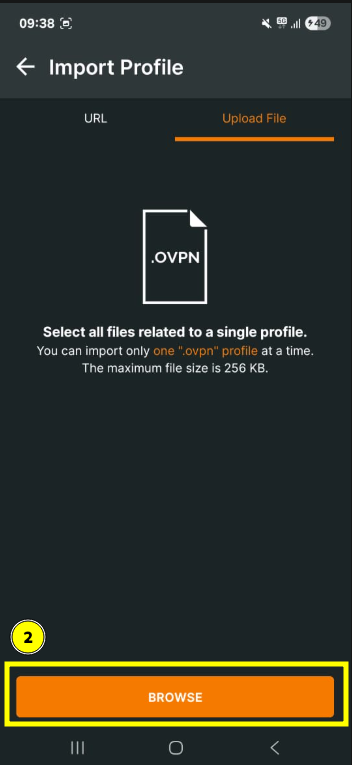File picker in the OpenVPN app